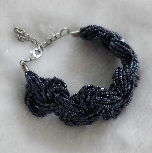 Elegant Black Beaded Bracelet, Preowned, Thick, Glamorous, Must Have - Picture 5 of 16